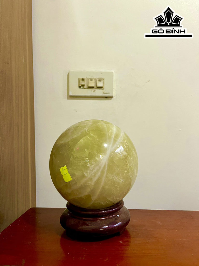 Bi Cầu Đá Thạch Anh Vàng Đường Kính Hạt 14 (cm) 3,3kg