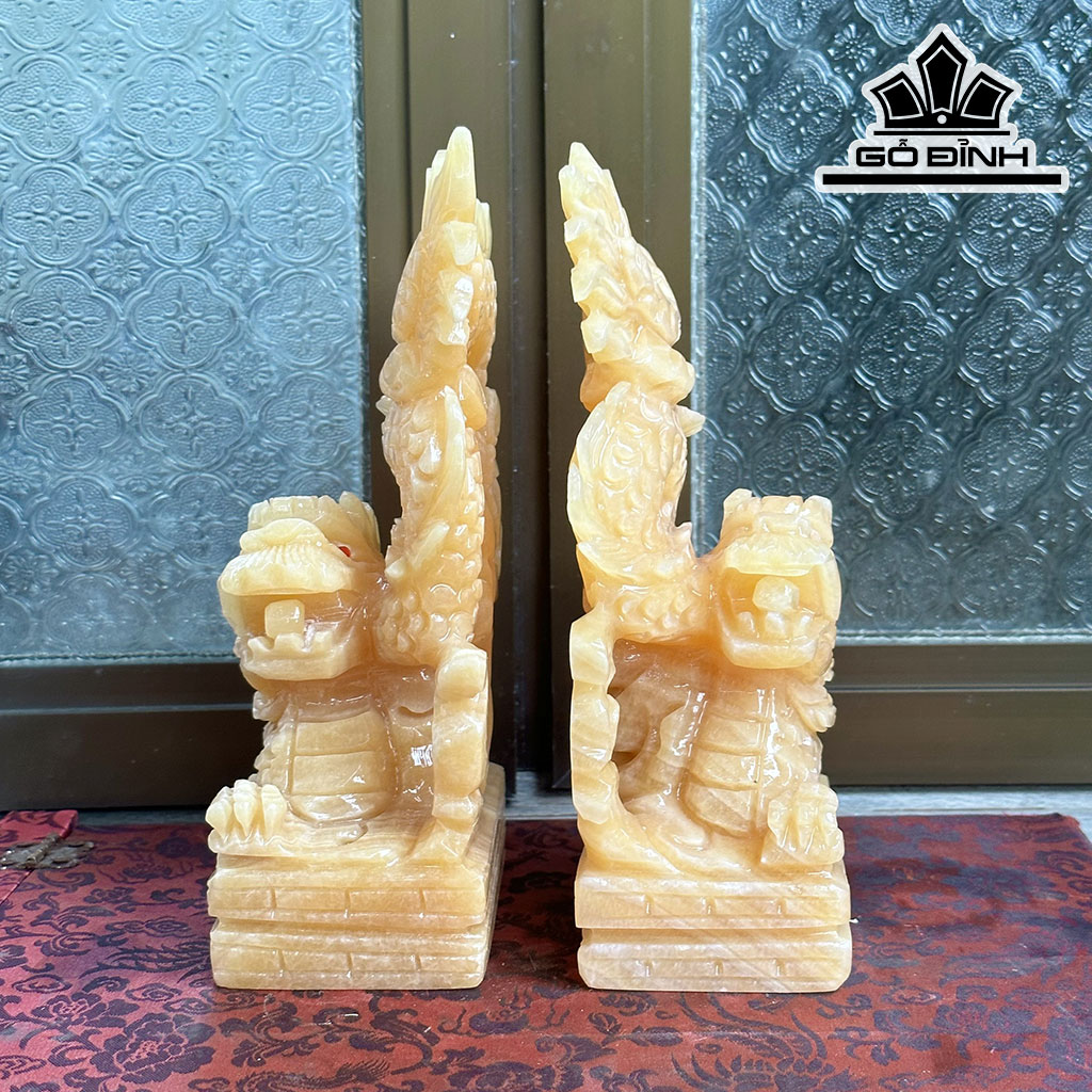 Cặp Song Long Đá Ngọc Hoàng Long Cao 23 (cm)