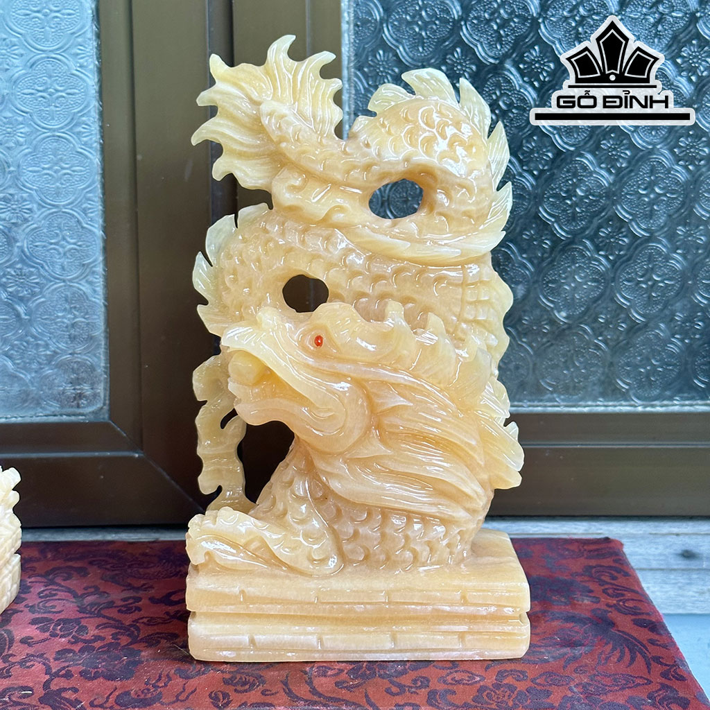Cặp Song Long Đá Ngọc Hoàng Long Cao 23 (cm)