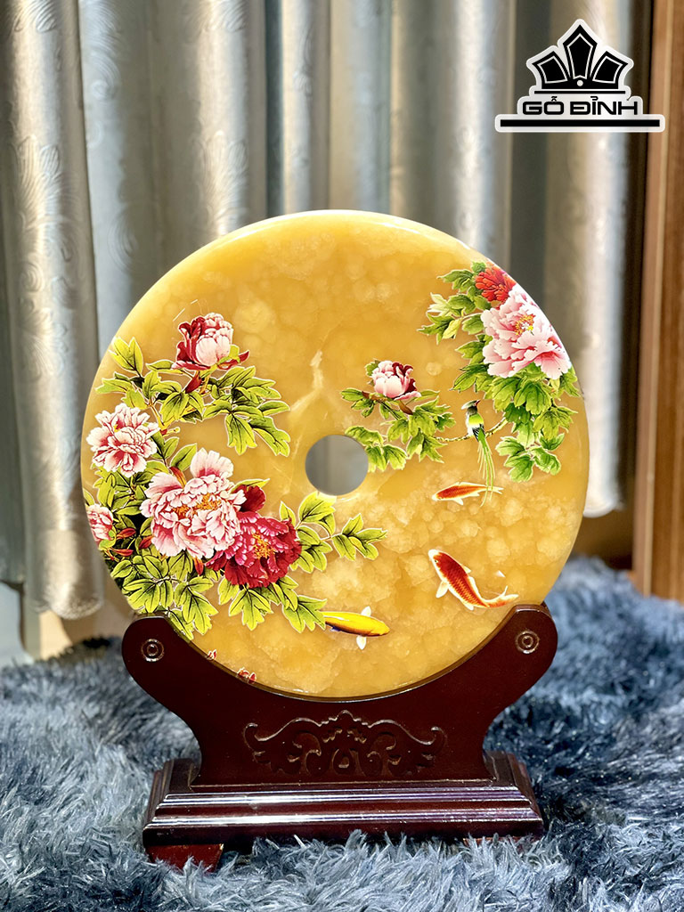 Tác Phẩm Đồng Điếu Đá Ngọc Hoàng Long Cao 30 (cm)