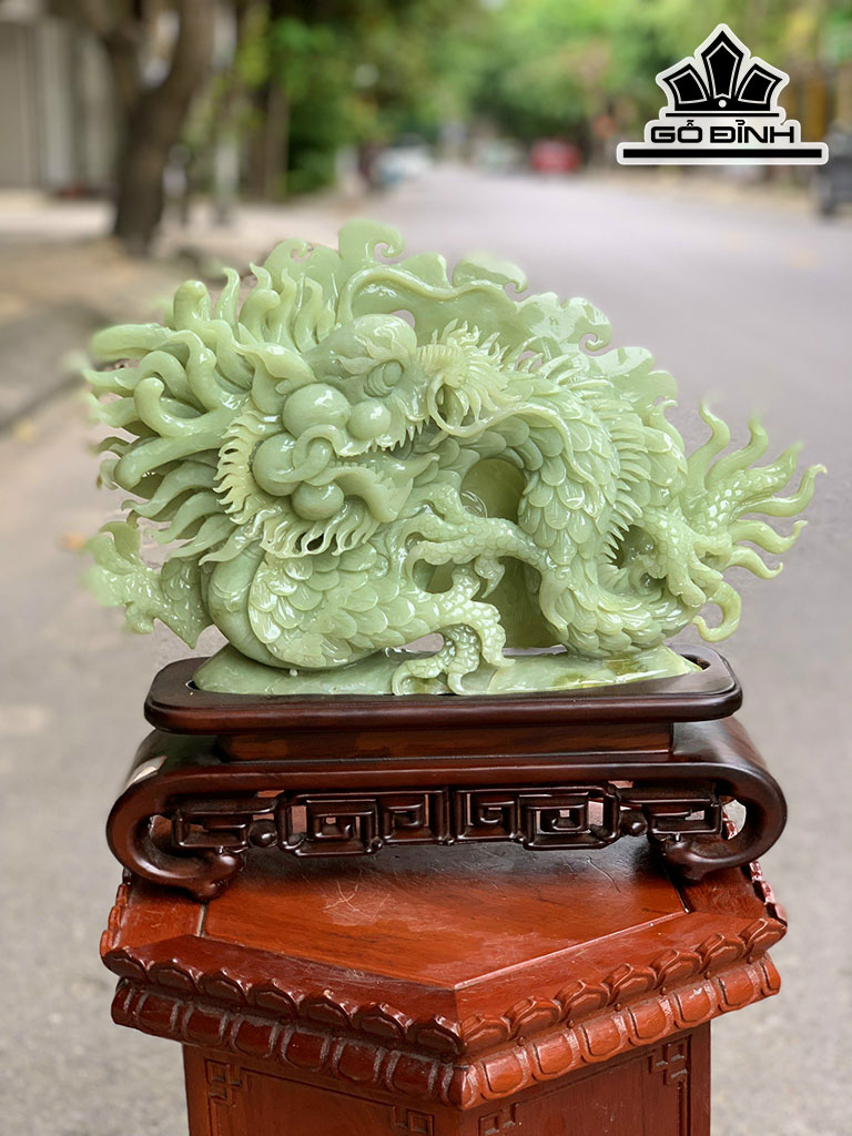 Tác Phẩm Tượng Rồng Đá Onyx Cao 37 Ngang 32 (cm) 6kg