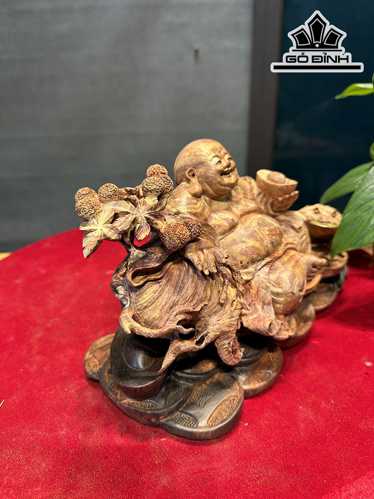 Tượng Phật Di Lặc Gỗ Sưa Cao 13 Ngang 27 Sâu 13 (cm)