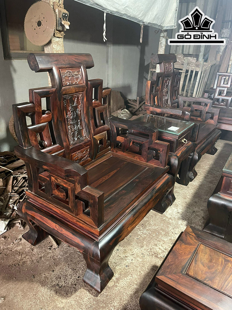 Bộ Bàn Xuân Thủy Chân 14 Gồm 10 Món Gỗ Trắc