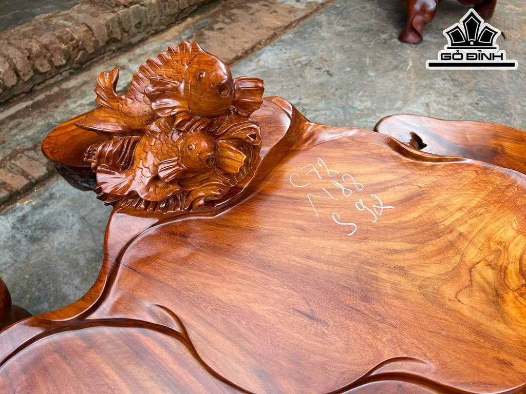 Bộ Bàn Ghế 7 Món Gỗ Hương Cao 78 Ngang 88 Sâu 92 (cm)