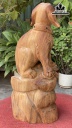 Tượng Chó Gỗ Ngọc Am Cao 42 Ngang 20 Sâu 16 (cm)