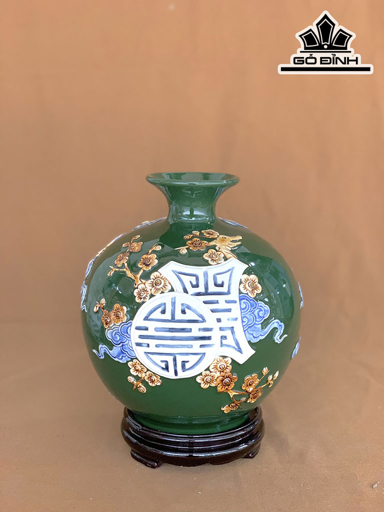 Bình Hút Lộc Đại Long Vương Gốm Bát Tràng Cao 22 Đường Kính 19 (cm)