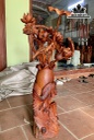 Bình Sen Tam Ngư Gỗ Hương Cao 117 Ngang 38 Sâu 30 (cm)