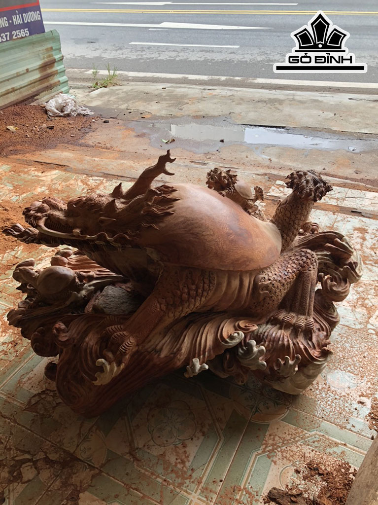 Tượng Long Quy Gỗ Hương Cao 120 Ngang 100 Sâu 70 (cm)