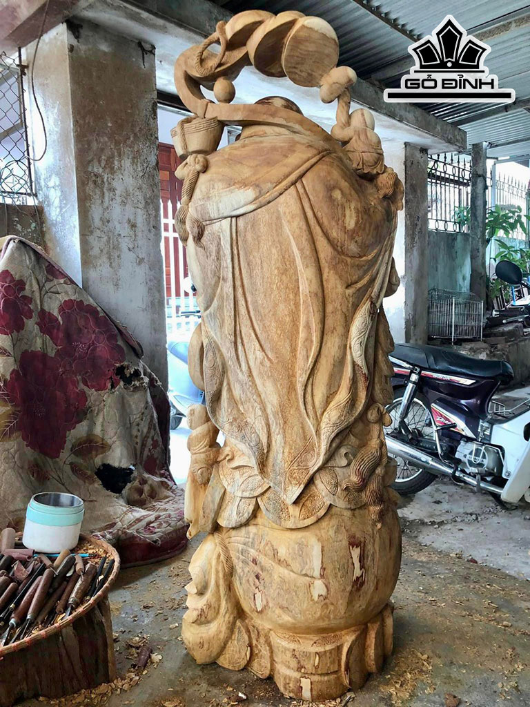 Tượng Phật Di Lặc Ngũ Phúc Gỗ Hương Cao 150 Ngang 60 Sâu 40 (cm)