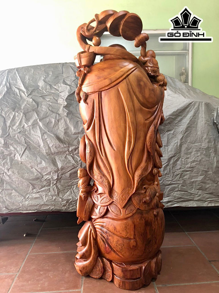 Tượng Phật Di Lặc Ngũ Phúc Gỗ Hương Cao 150 Ngang 60 Sâu 40 (cm)
