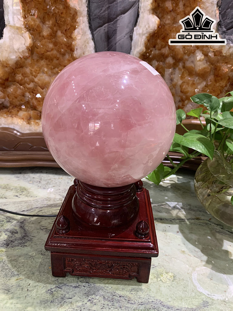Bi Cầu Đá Thạch Anh Hồng Đường Kính Hạt 16,3 (cm) 6,4kg