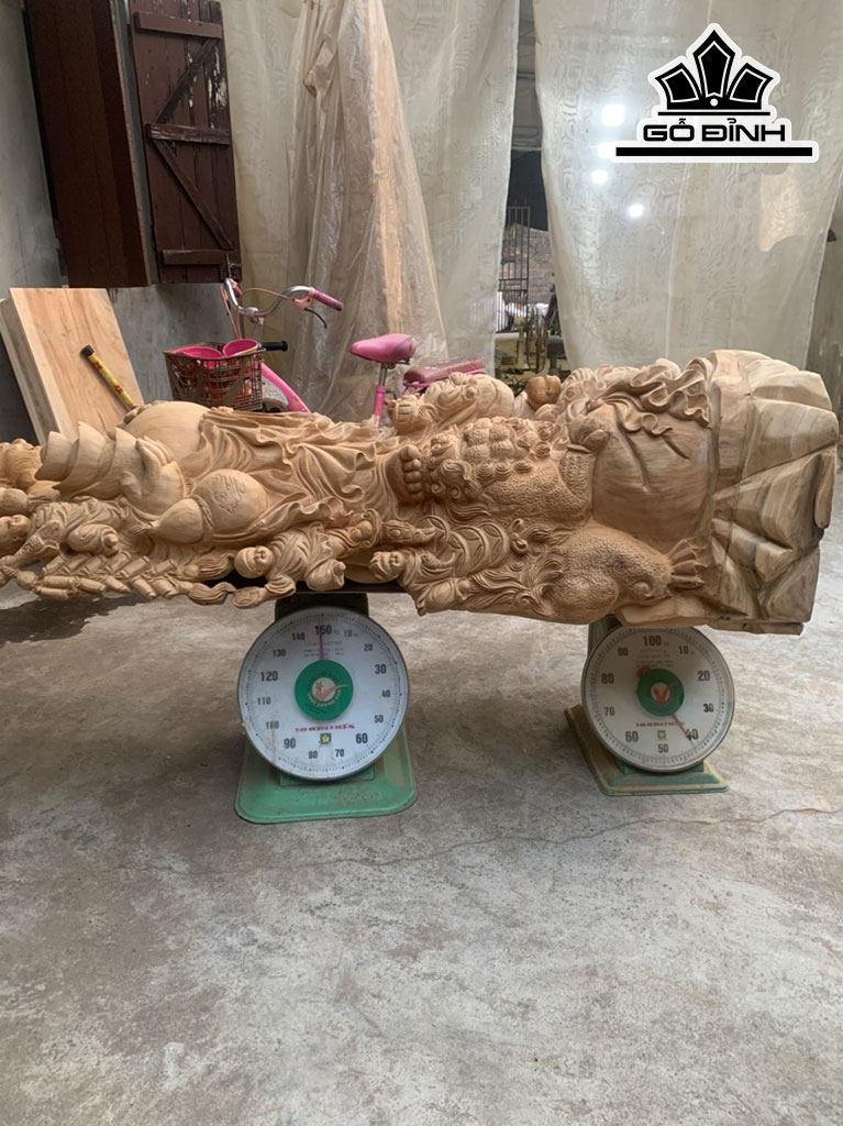 Tượng Phật Di Lặc Cửu Phúc Gỗ Ngọc Am Cao 178 Ngang 85 Sâu 42 (cm)