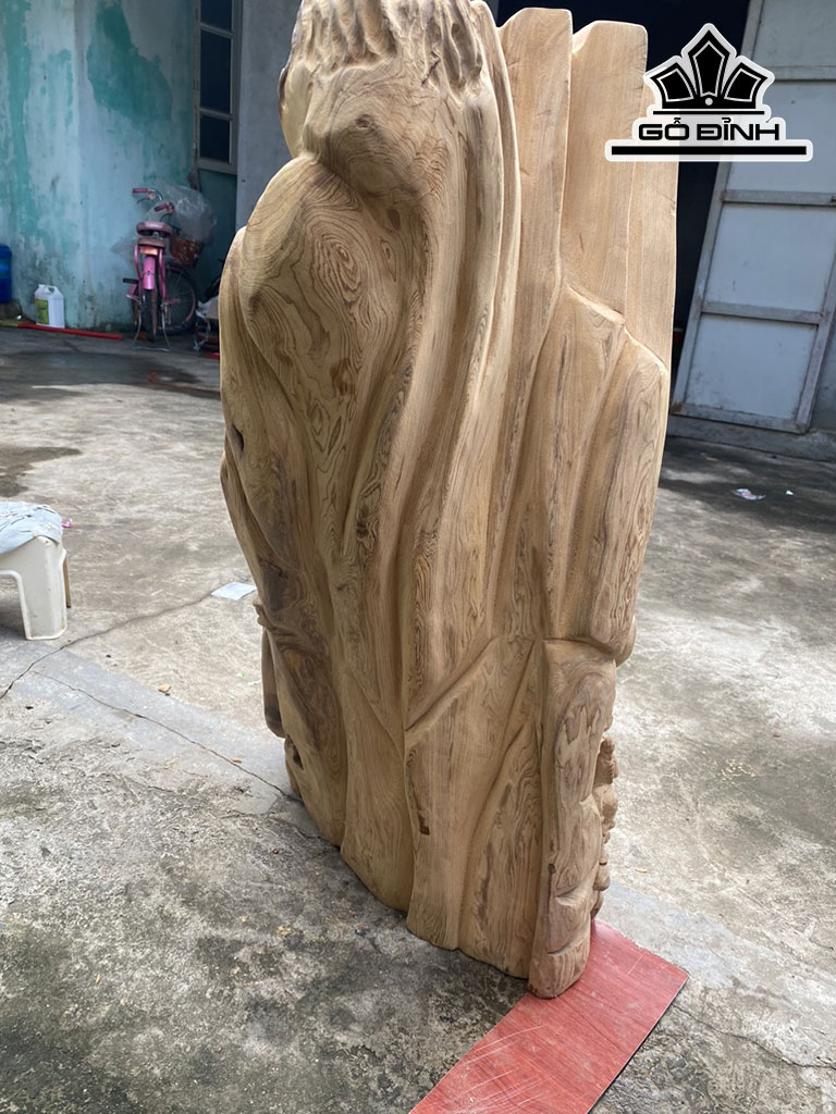 Tượng Phật Di Lặc Tam Phúc Gỗ Ngọc Am Cao 85 Ngang 55 Sâu 30 (cm)