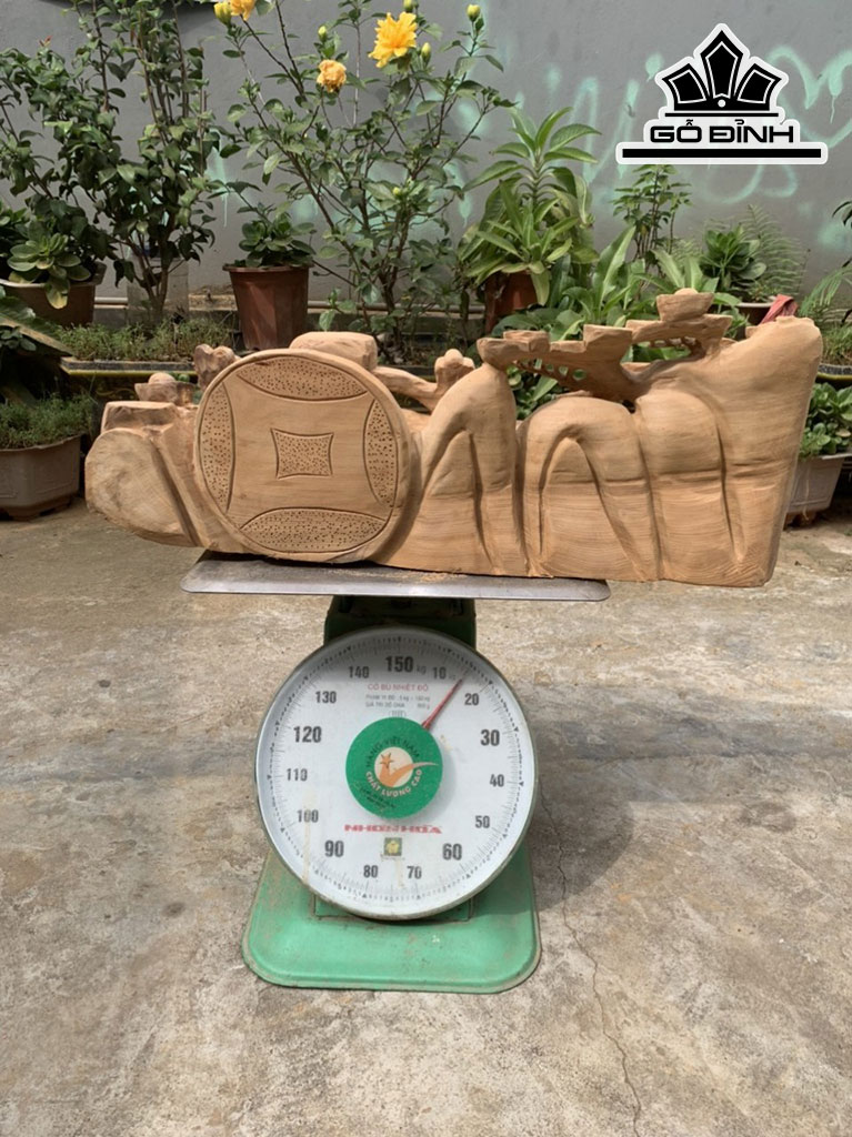 Tượng Thần Tài Gỗ Ngọc Am Cao 27 Ngang 70 Sâu 25 (cm)
