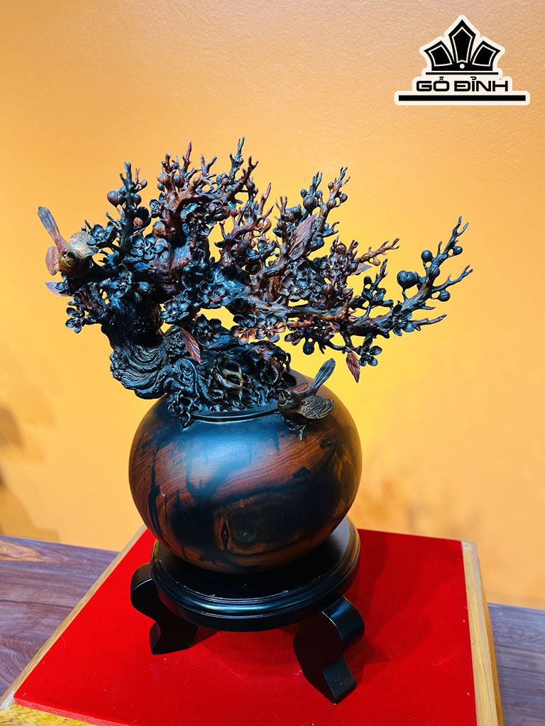 Bình Mai Lan Phú Quý Gỗ Trắc Cao 50 Ngang 40 Sâu 26 (cm)