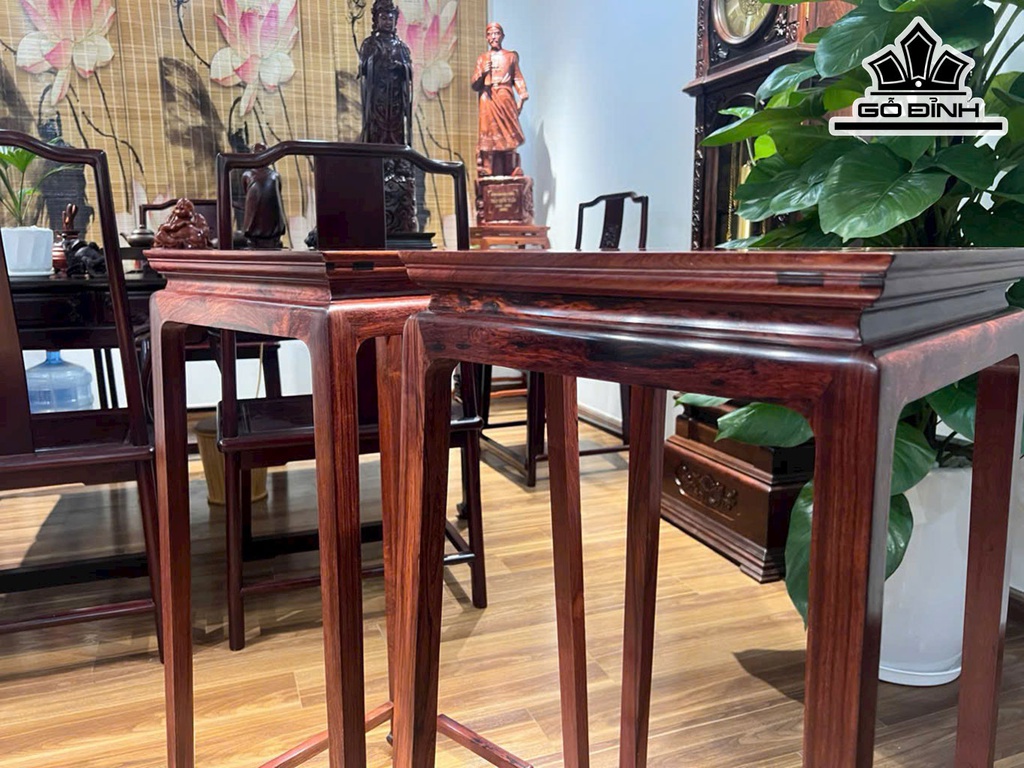 Cặp Đôn Trơn Chân Chiện Gỗ Cẩm Cao 88 Ngang 38 (cm)