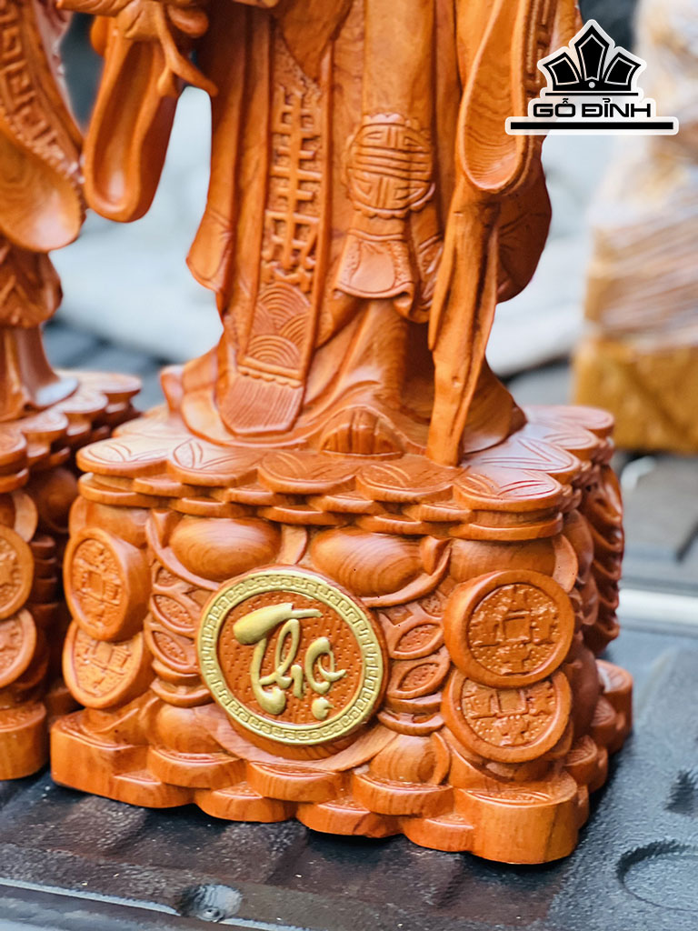 Tượng Phúc Lộc Thọ (Tam Đa) Gỗ Hương Cao 80 Ngang 30 Sâu 22 (cm)