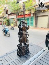 Tượng Quan Công Hổ Phù Gỗ Mun Hoa Cao 80 Ngang 28 Sâu 16 (cm)