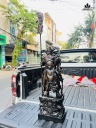 Tượng Quan Công Hổ Phù Gỗ Mun Hoa Cao 80 Ngang 28 Sâu 16 (cm)