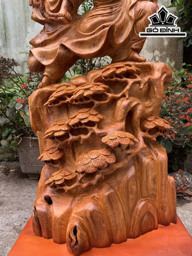 Tượng Đạt Ma Sư Tổ Gỗ Hương Cao 88 Ngang 40 Sâu 27 (cm)