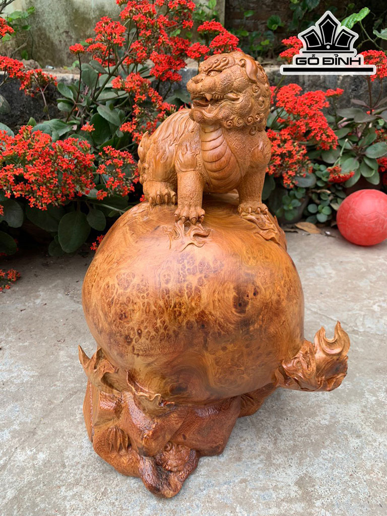 Tượng Nghê Gỗ Nu Hương Cao 50 Ngang 35 Sâu 35 (cm)
