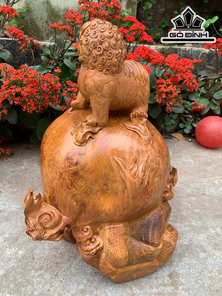 Tượng Nghê Gỗ Nu Hương Cao 50 Ngang 35 Sâu 35 (cm)
