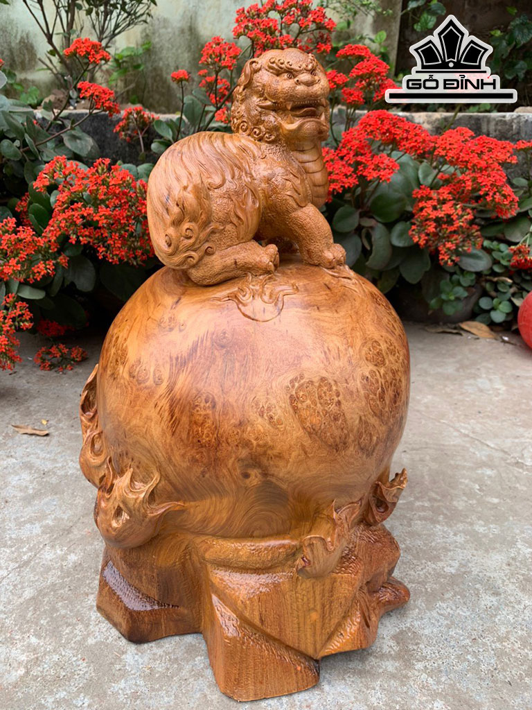 Tượng Nghê Gỗ Nu Hương Cao 50 Ngang 35 Sâu 35 (cm)