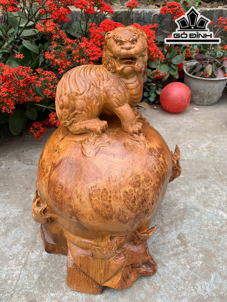 Tượng Nghê Gỗ Nu Hương Cao 50 Ngang 35 Sâu 35 (cm)