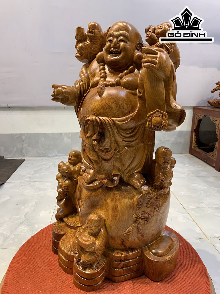 Tượng Phật Di Lặc Ngũ Phúc Gỗ Hương Cao 62 Ngang 37 Sâu 31 (cm)