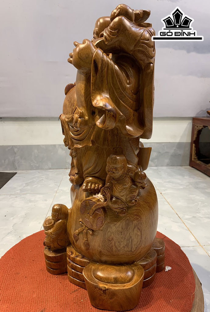 Tượng Phật Di Lặc Ngũ Phúc Gỗ Hương Cao 62 Ngang 37 Sâu 31 (cm)