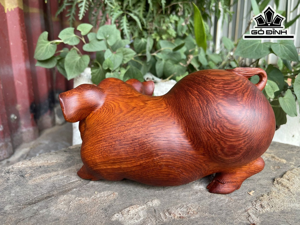 Tượng Heo Gỗ Hương Cao 11 Ngang 19 Sâu 11 (cm)