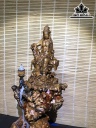 Tượng Quan Âm Tự Tại Gỗ Nu Trâm Vàng Cao 36 Ngang 16 Sâu 12 (cm)