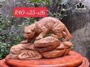 Tượng Báo Săn Mồi Gỗ Nu Ngọc Am Cao 25 Ngang 40 Sâu 16 (cm)