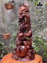 Tượng Nhất Long Đoạt Ngọc Gỗ Cẩm Cao 69 Ngang 32 Sâu 18 (cm)