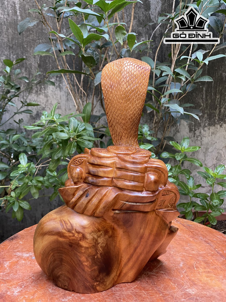 Tượng Rắn Phong Thủy Gỗ Ngọc Am Cao 35 Ngang 25 Sâu 15 (cm)