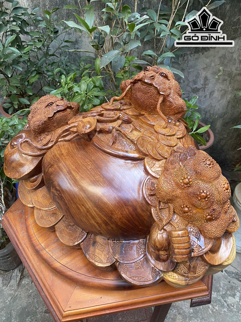 Tượng Tam Cóc Trấn Chum Gỗ Hương Cao 31 Ngang 62 Sâu 47 (cm)