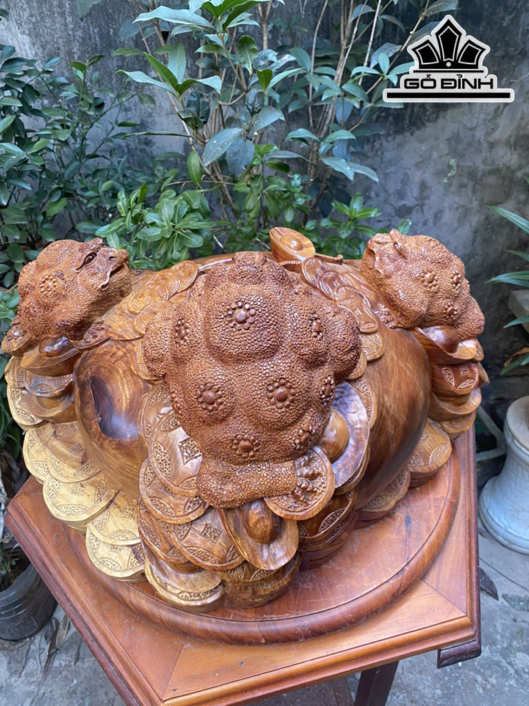 Tượng Tam Cóc Trấn Chum Gỗ Hương Cao 31 Ngang 62 Sâu 47 (cm)