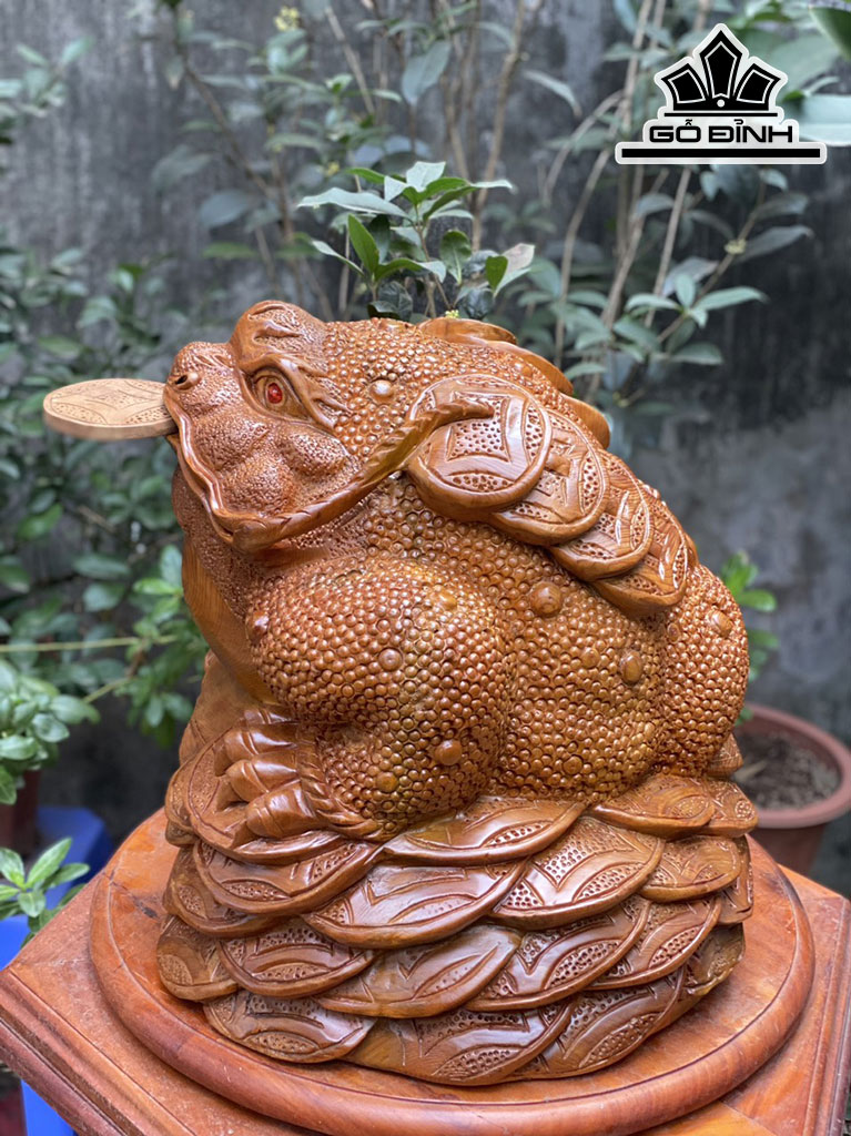 Tượng Thiềm Thừ Gỗ Ngọc Am Cao 40 Ngang 48 Sâu 38 (cm)