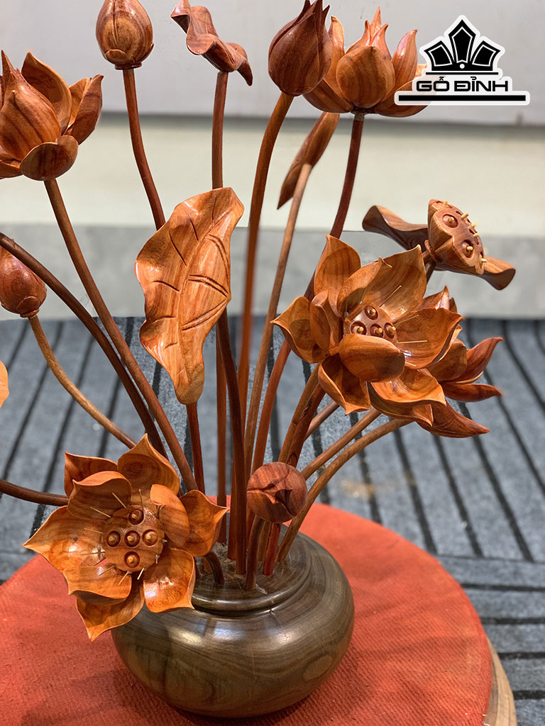 Bình Hoa Sen Gỗ Hương Cao 64 Ngang 65 Sâu 44 (cm)