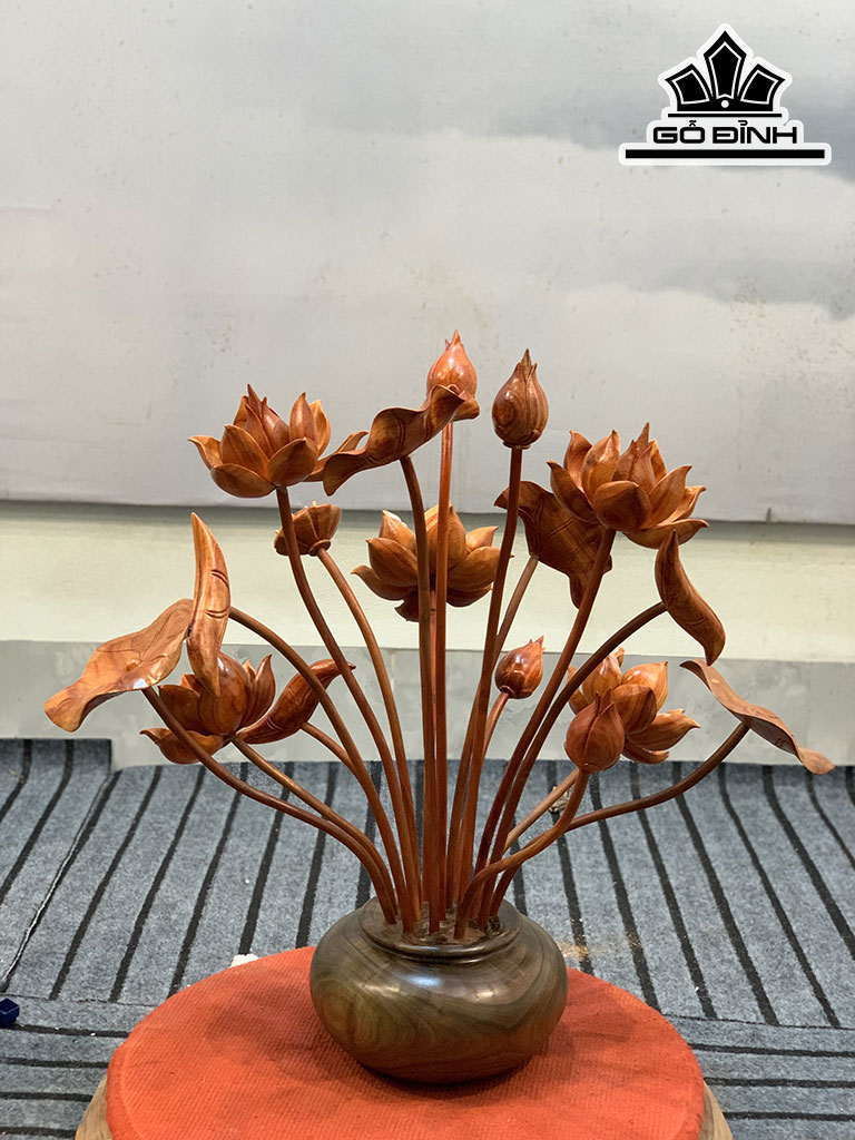 Bình Hoa Sen Gỗ Hương Cao 64 Ngang 65 Sâu 44 (cm)