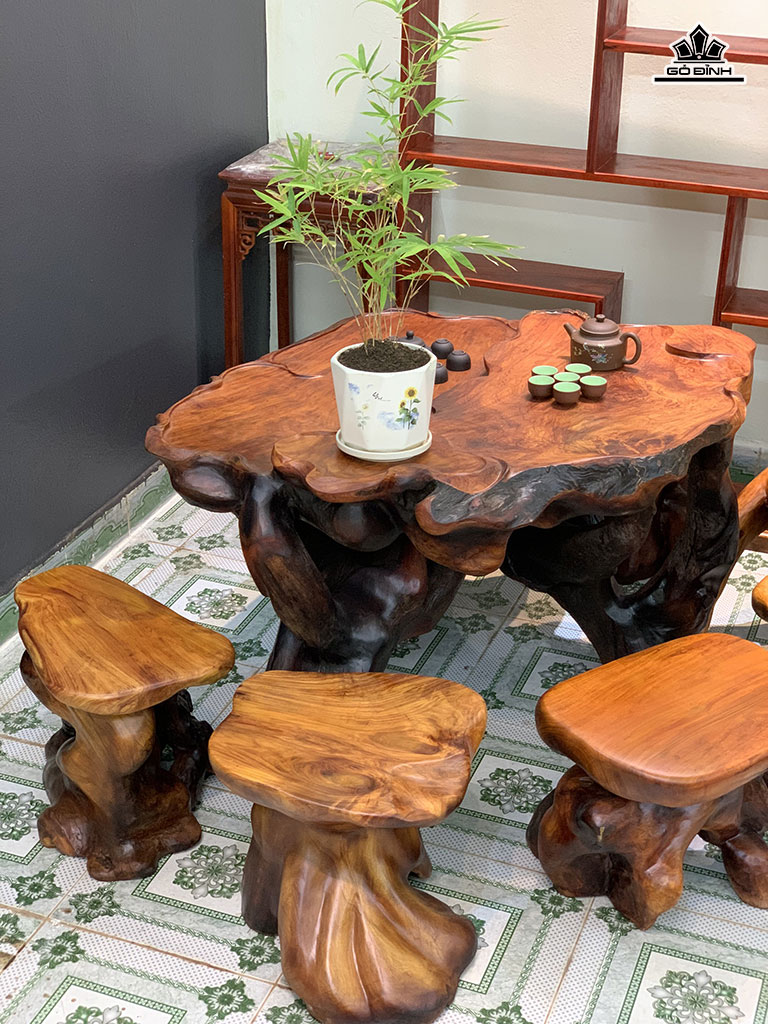 Bộ Bàn Trà 7 Món Gỗ Hương
