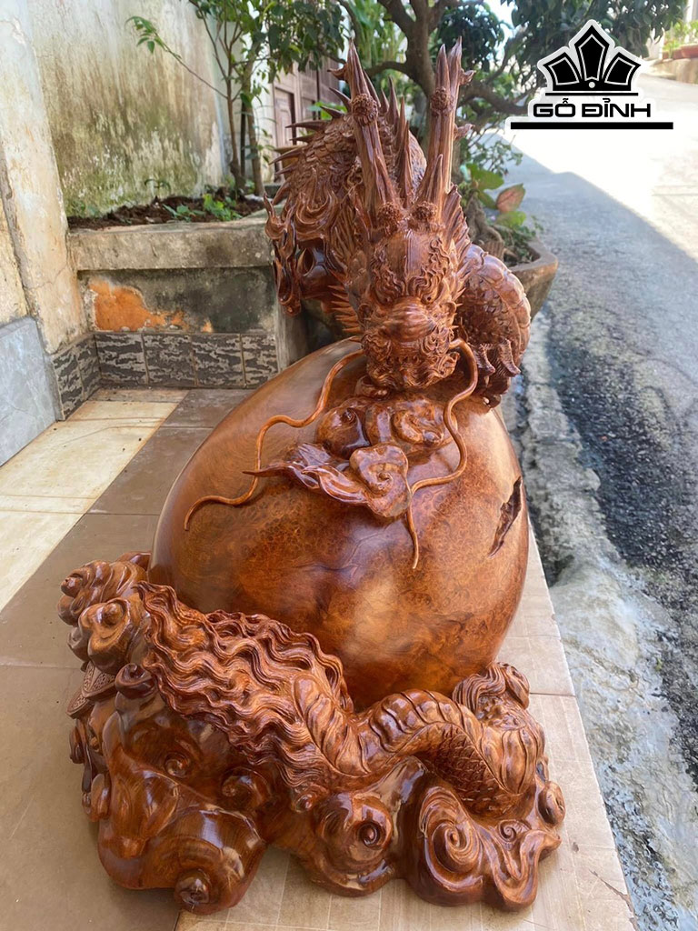 Trứng Rồng Gỗ Nu Hương Cao 57 Ngang 57 Sâu 40 (cm)