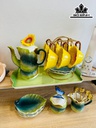 Bộ Ấm Chén Hình Bông Hoa Gốm Tàu