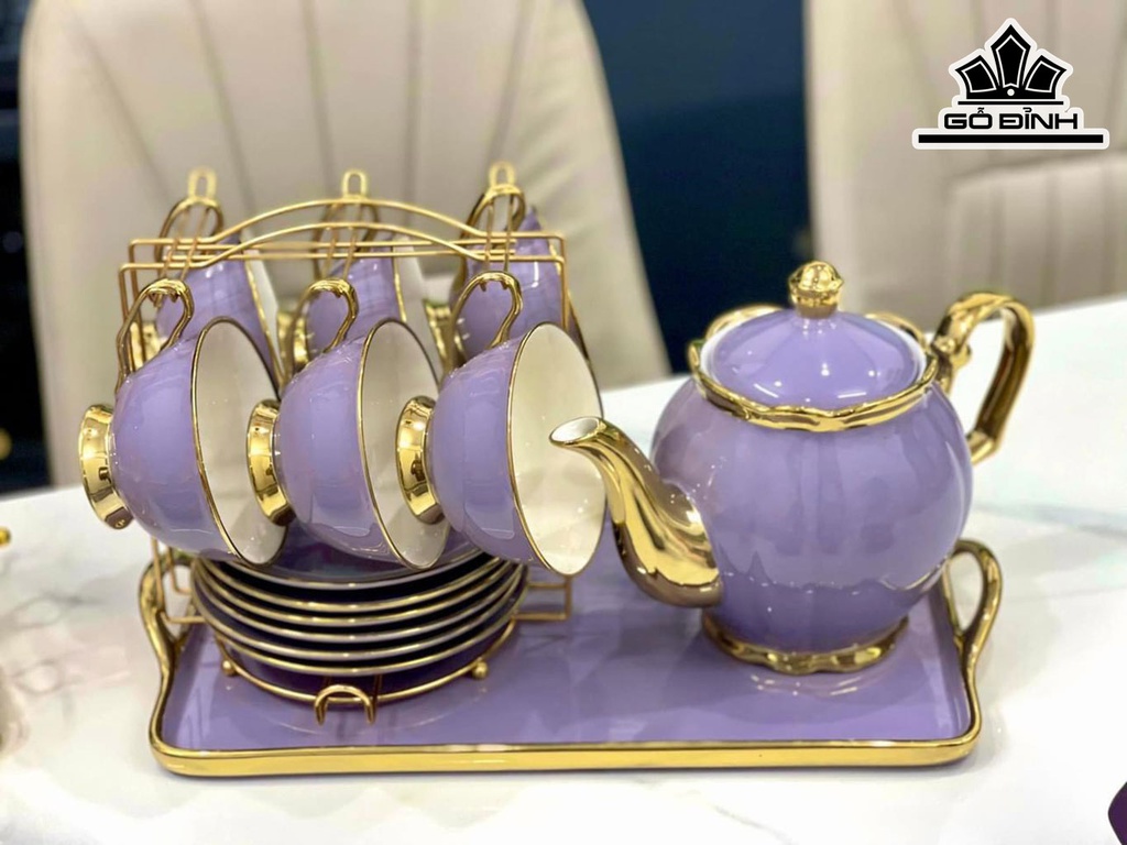 Bộ Ấm Chén Tím Gốm Tàu