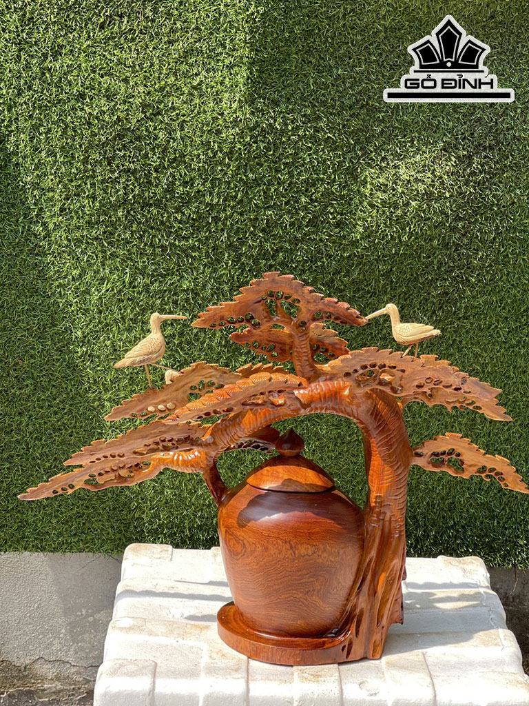 Bình Tùng Cò Gỗ Hương Cao 55 Ngang 72 Sâu 26 (cm)