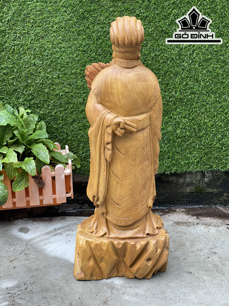 Tượng Gia Cát Lượng Gỗ Ngọc Am Cao 68 Ngang 25 Sâu 18 (cm)
