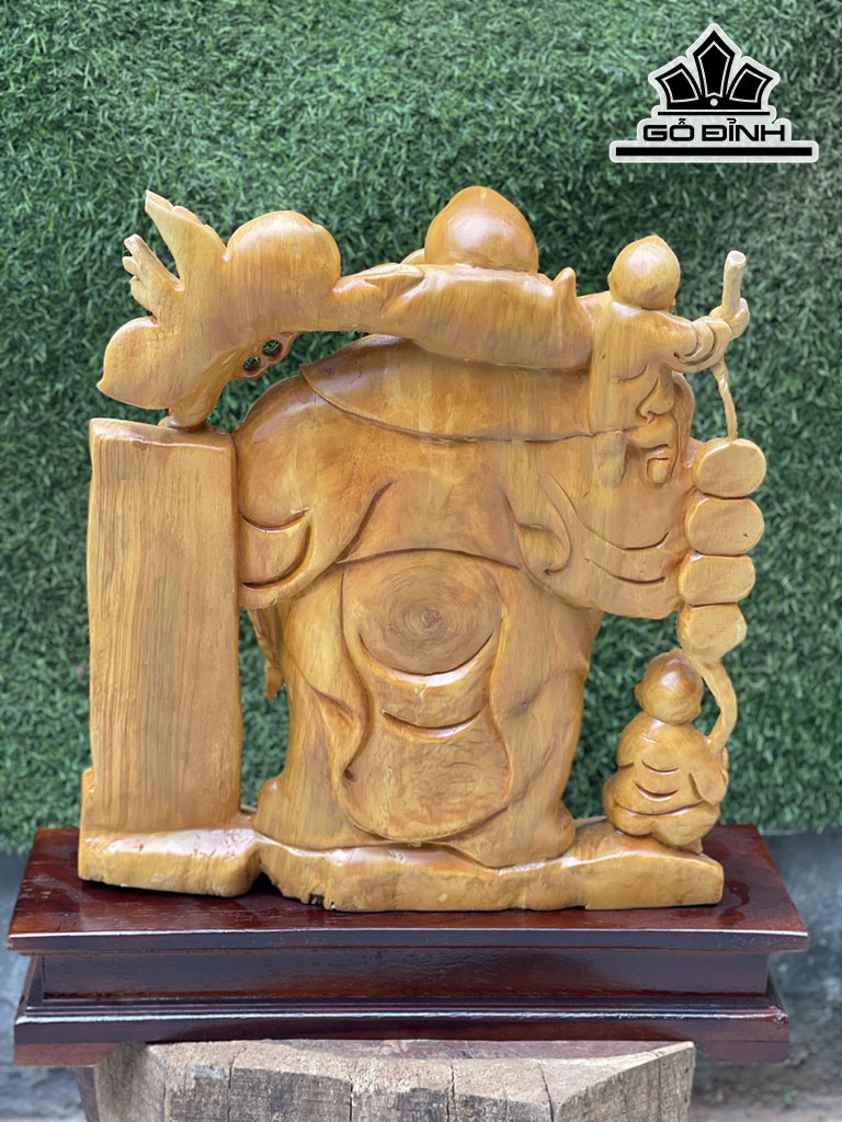 Tượng Ông Thọ Gỗ Nu Kháo Cao 56 Ngang 50 Sâu 16 (cm)