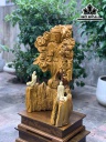 Tượng Nhất Tâm Bái Phất Gỗ Bách Xanh Cao 52 Ngang 31 Sâu 17 (cm)
