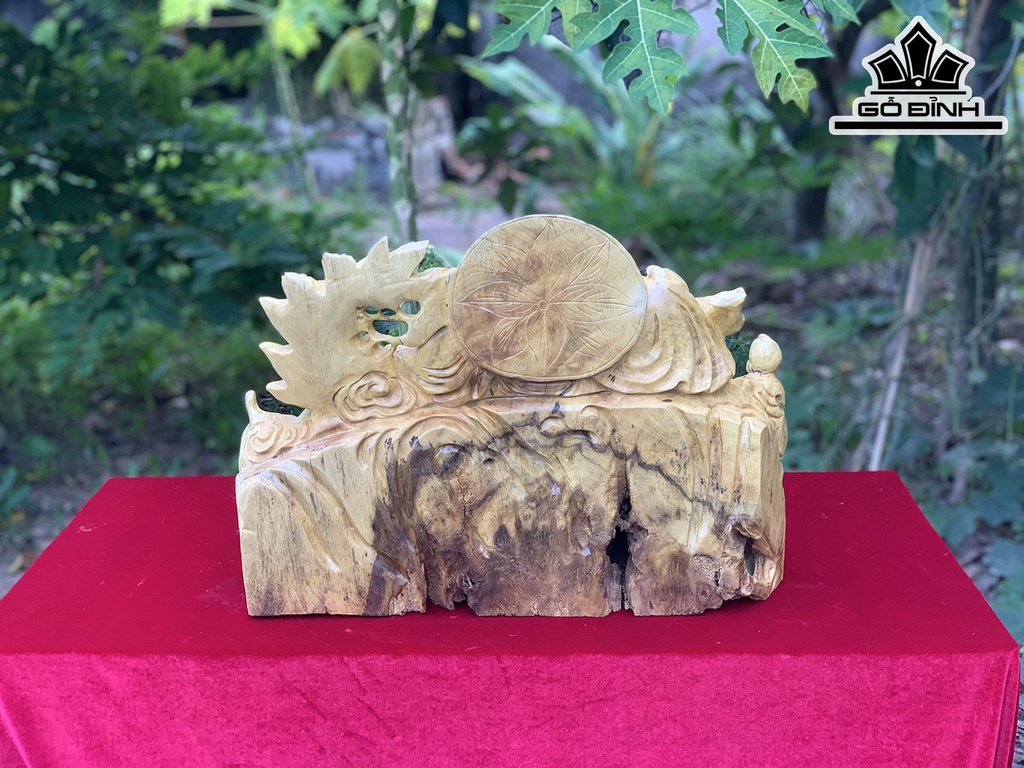 Tượng Phật Di Lặc Nhất Phúc Gỗ Nu Kháo Cao 55 Ngang 38 Sâu 15 (cm)