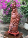 Tượng Phật Di Lặc Vác Cành Đào Gỗ Hương Cao 67 Ngang 25 Sâu 16 (cm)